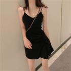 V-neck Strappy A-line Dress Black - One Size