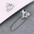 Heart Chain Strap Stud Earring 1 Pair - Silver - One Size