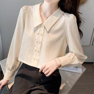 Long-sleeve Plain Copped Blouse