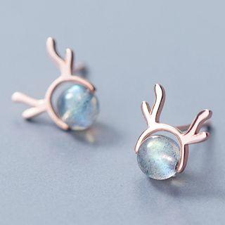 925 Sterling Silver Moonstone Deer Stud Earring