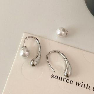 Faux Pearl Waterdrop Drop Earring 1 Pair - Silver - One Size