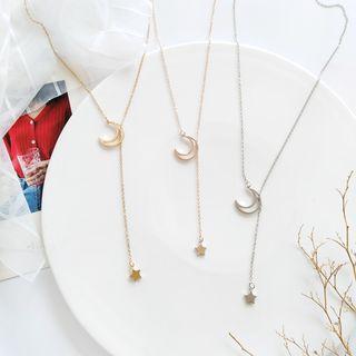 Alloy Moon & Star Pendant Y Necklace