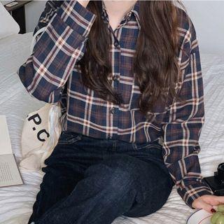 Plaid Long-sleeve Cotton Shirt