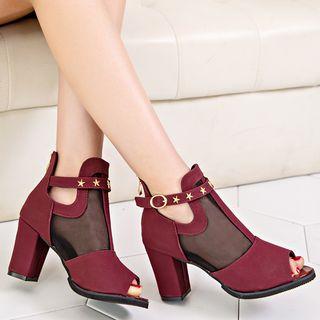Block-heel Star-accent Ankle Boots