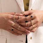 Set Of 12: Alloy Ring Set Of 12 - Gold - One Size