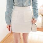 Pocket-front Pencil Mini Skirt