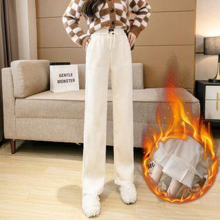 High-waist Drawstring Fleece Corduroy Pants (various Designs)