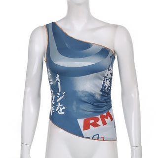One Shoulder Print Tank Top