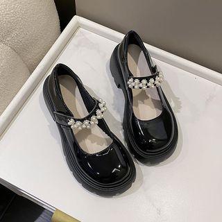 Rhinestone Patent Platform Mary Jane Shoes