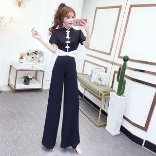 Short-sleeve Crochet Trim Jumpsuit