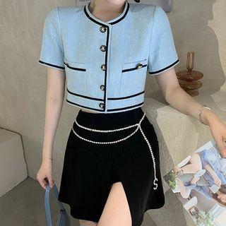 Color-block Cropped Blouse