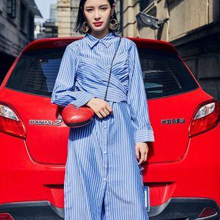 Striped Tie-back Shirtdress