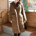 Hooded Faux-shearling Long Coat