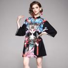 Printed 3/4-sleeve Mini Dress