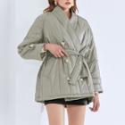 Double-breasted Quilted Jacket Green - S