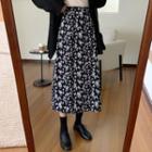 Floral High-waist Midi A-line Skirt