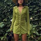 Long Sleeves Ruched Skirt Dress