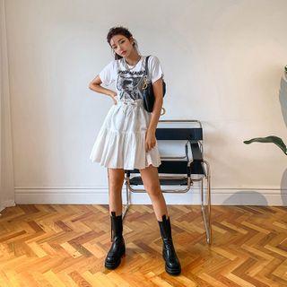 Drawcord-waist Frilled-hem Skirt