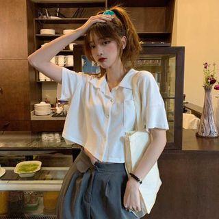 Short-sleeve Plain Shirt / Camisole Top