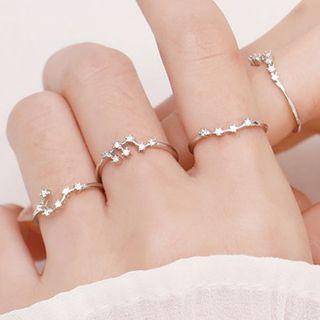 Zodiac Rhinestone Alloy Open Ring