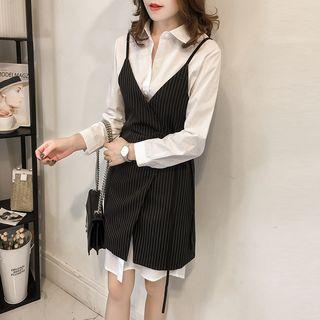 Set: Plain Shirt Dress + Strappy Dress
