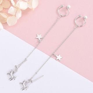 Unicorn Chain Cuff Drop Earring 1 Pair - Silver - One Size