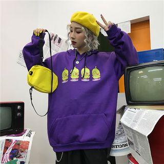 Couple Matching Printed Hoodie Purple - One Size
