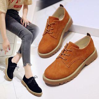Plain Low Heel Lace Up Shoes