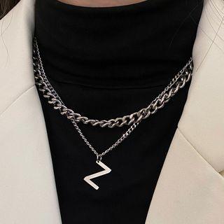 Alphabet Pendant Layered Stainless Steel Necklace