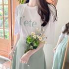 Puff-shoulder Letter T-shirt