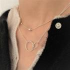 Bead Sterling Silver Choker / Interlocking Hoop Pendant Sterling Silver Necklace