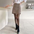 Shephard-check Tweed Mini Wrap Skirt