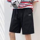 Letter Embroidered Knee-length Shorts