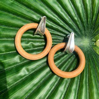 Wooden-hoop Earrings Wood - One Size