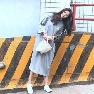 Printed 3/4-sleeve Midi Polo Dress