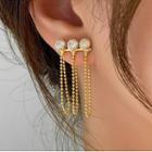 Rhinestone Alloy Fringed Earring A - 1 Pair - 925 Silver Needle - Gold - One Size