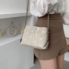 Flower Embroidered Woven Crossbody Bag