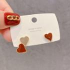 Heart Ear Stud 1 Pair - Re2442 - 925 Silver - Gold - One Size