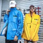 Couple Matching Lettering Stand-collar Zip Jacket