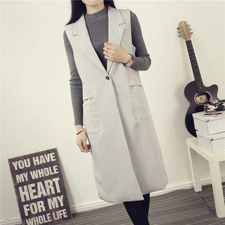 Single-buttoned Long Vest