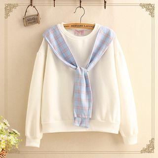 Plaid Mock Two Piece Sweatshirt