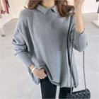 Collared Loose-fit Knit Top