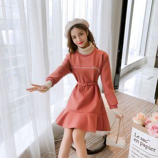 Mock Two-piece Turtleneck Sweater Dress