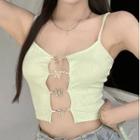 Cut-out Crop Camisole Top Light Green - One Size