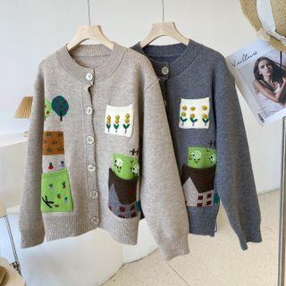 Cartoon Color Block Cardigan