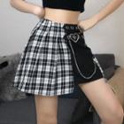 Asymmetrical Plaid Pleated Mini A-line Skirt
