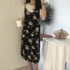 Floral Strappy Midi Chiffon Dress As Shown In Figure - One Size