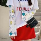 Cartoon Print Sun Protection Arm Sleeves White - One Size