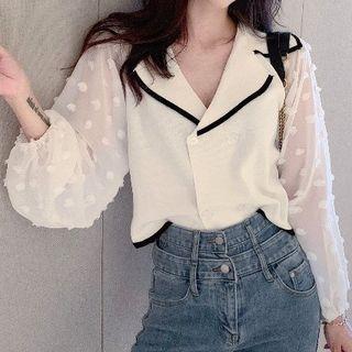 Long-sleeve Double-breasted Paneled Shirt