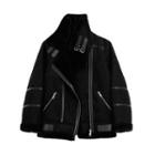 Zip-up Fleece Biker Jacket